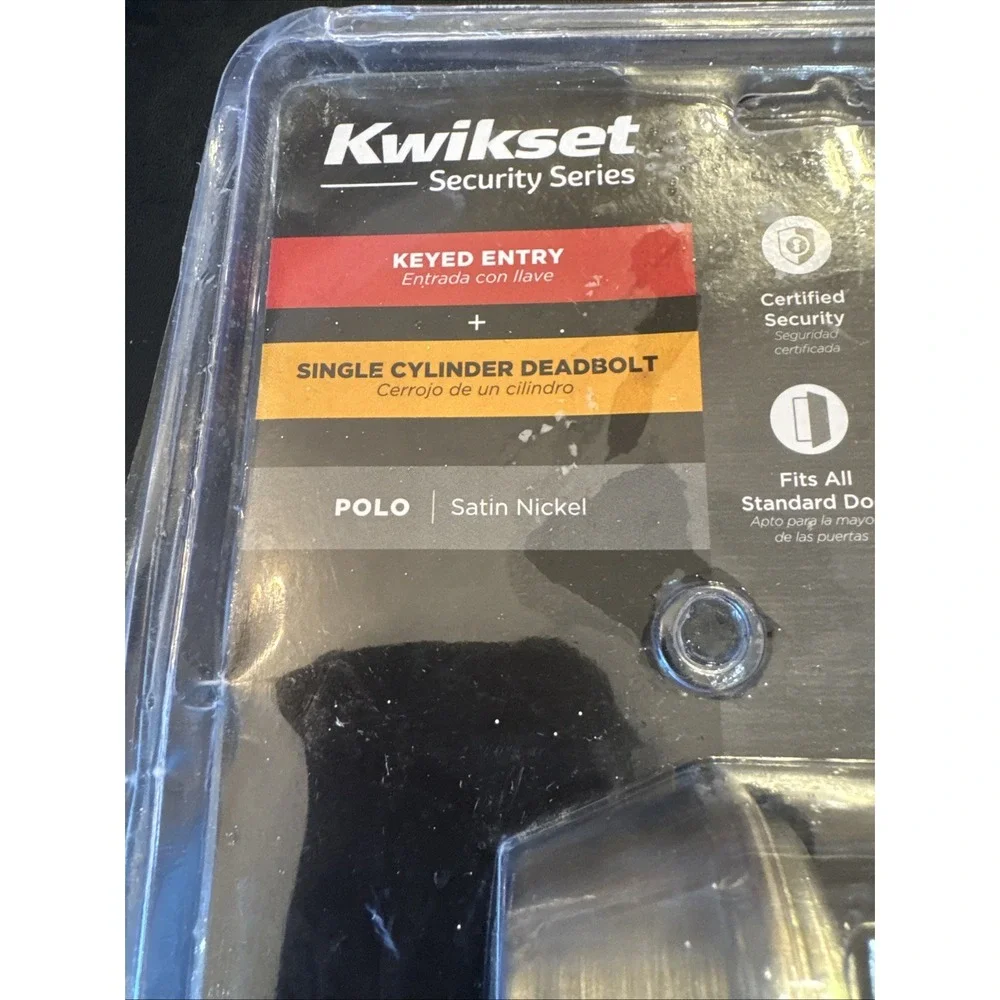 Kwikset 96900-320 Polo Entry Knob & Single Cylinder Deadbolt Combo Satin Nickel